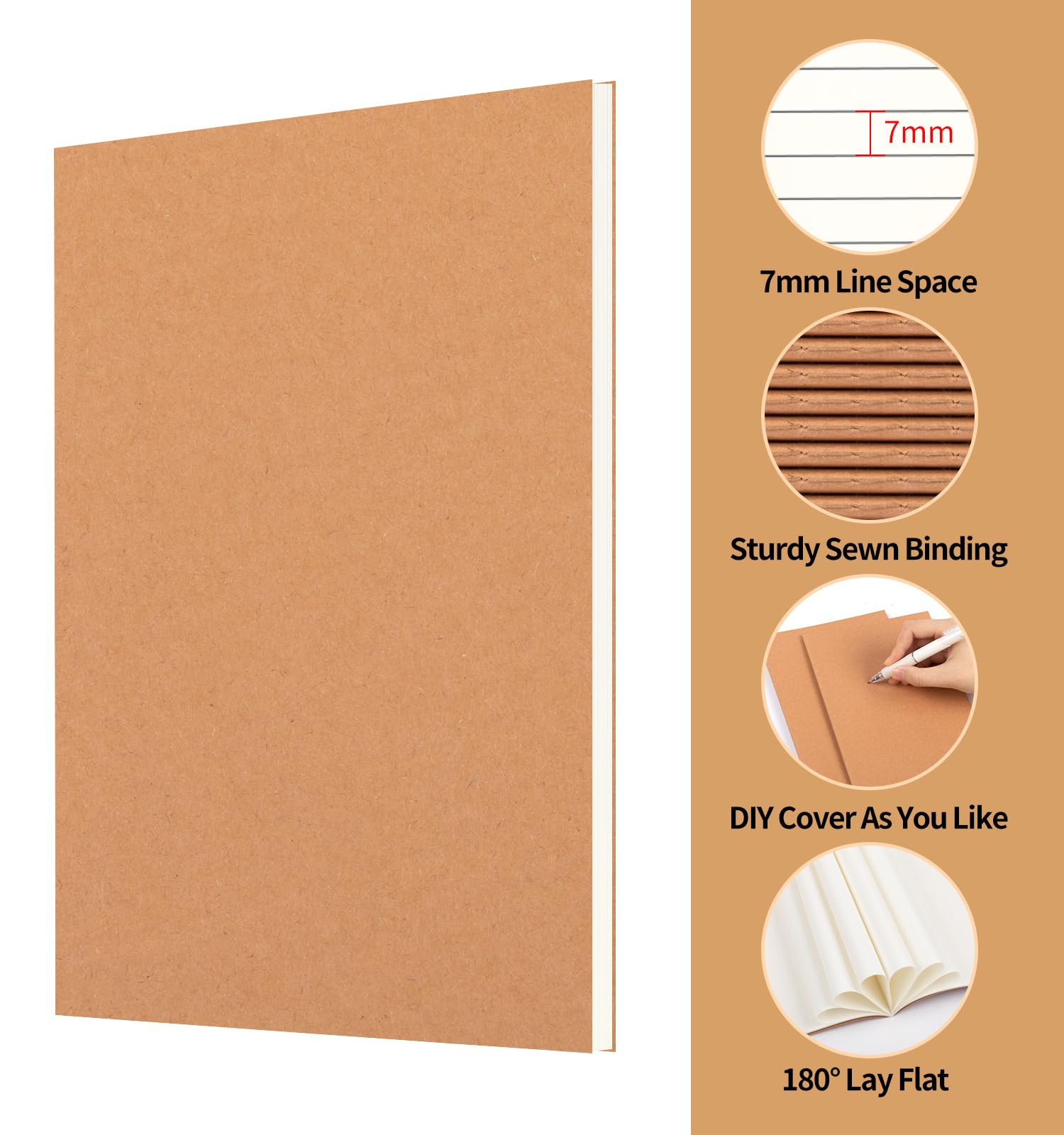 Confezione da 60 quaderni a righe in carta kraft