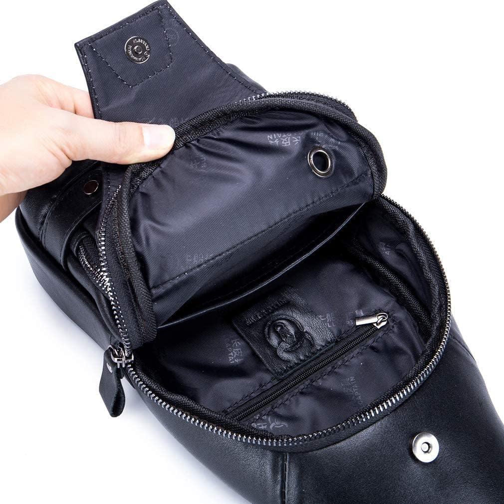 KPYWZER Vintage Leather Sling Bag Backpack for Men Crossbody Shoulder Chest Day Pack Backpacks - Image 5