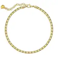 LOYATA Gold Link Anklet for Women 18K Gold Dainty Simple Flat Surface Chain Anklet Delicate Summer Beach Jewelry