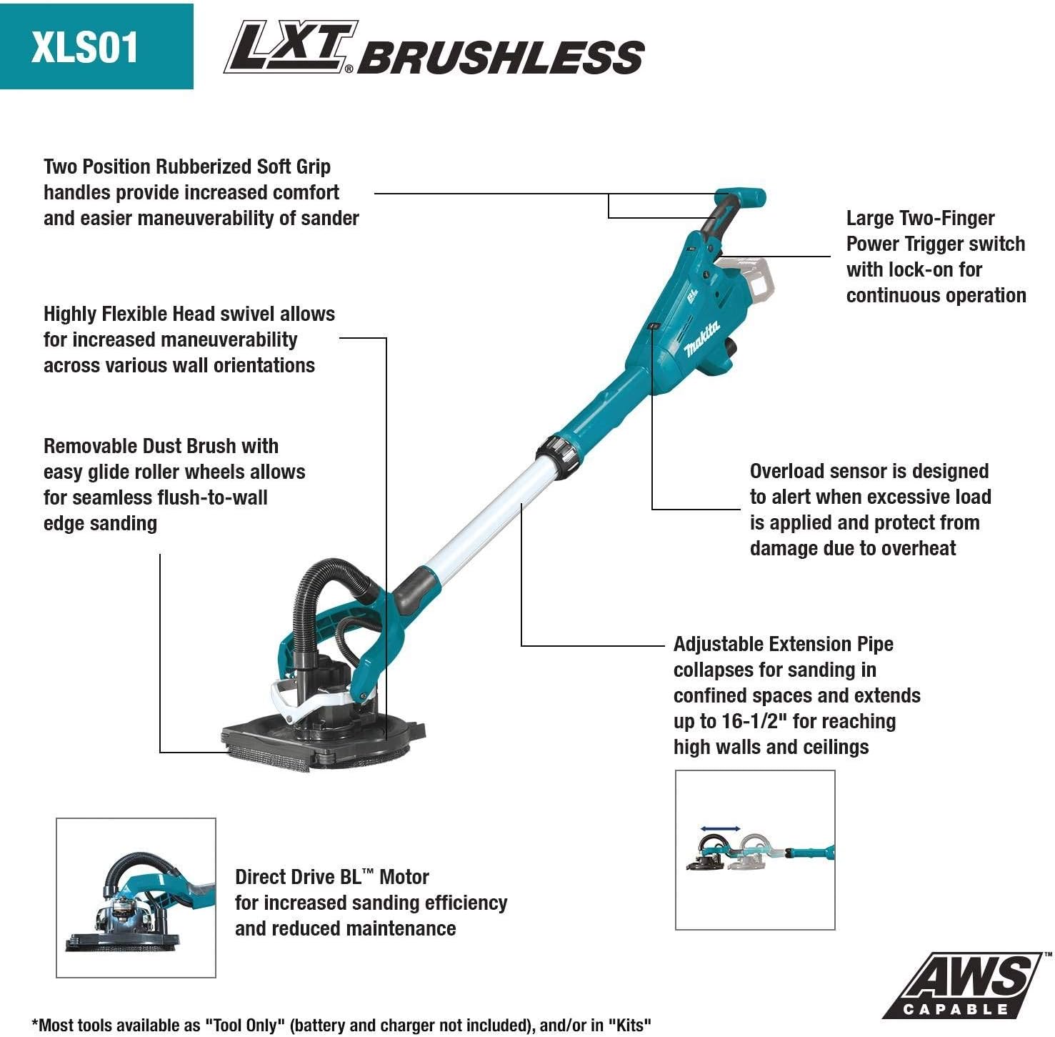 Black Friday - 70% OFF Makita XLS01Z 18V LXT® Lithium-Ion Brushless Cordless 9 Drywall Sander, AWS™ Capable, Tool Only Amazon Crazy 🔥 Deals Makita XLS01Z 18V LXT® Lithium-Ion Brushless Cordless 9 Drywall Sander, AWS™ Capable, Tool Only