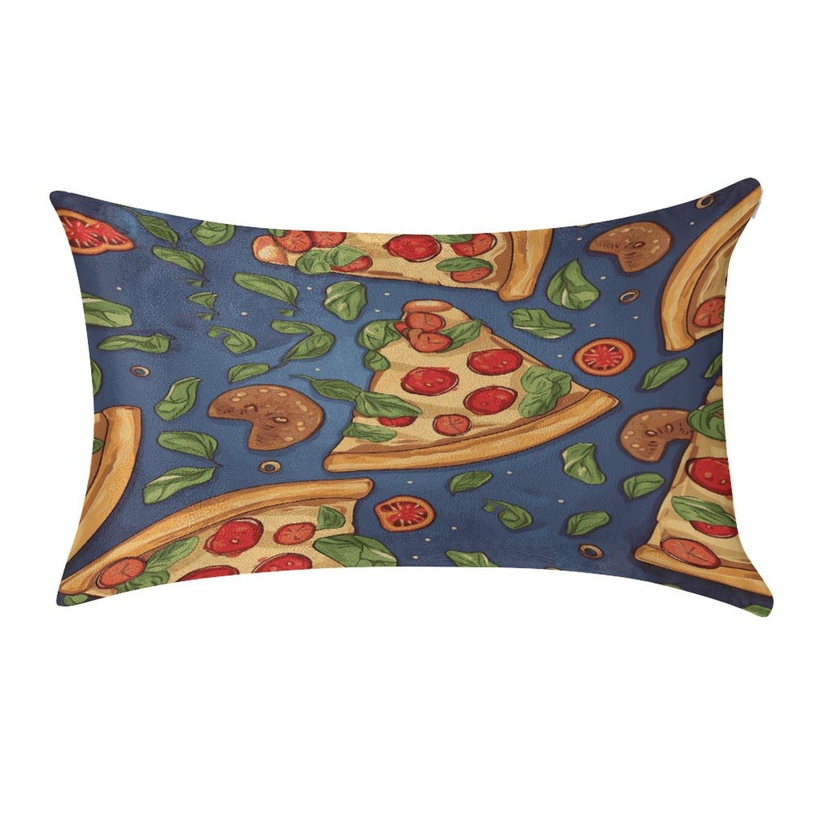 FekiLoot Pizza Pillow Cover Modern Lumbar Pillow Covers Easy Care Velvet Pillowcase Super Soft Cushion Case Rectangular Throw Pillow Cover for Couch Sofa Bedroom Car Decor