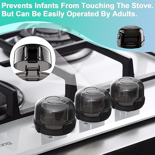 Miniatura 6 de Fundas de seguridad para pomo de estufa para niños y bebés, tamaño universal, fundas para pomos de gas, vista clara, para niños y mascotas (5