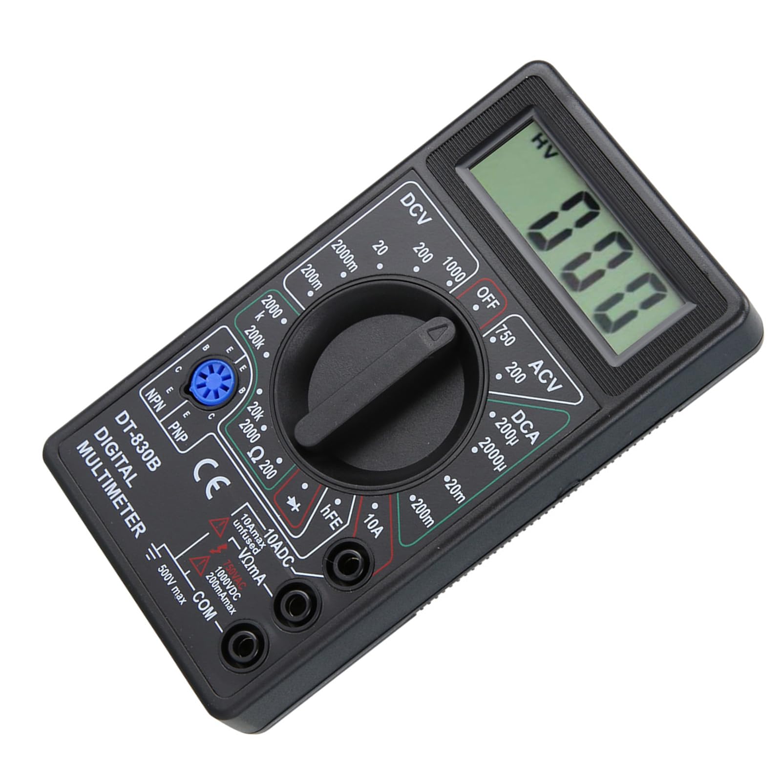 Fafeicy Digital Multimeter, LCD Display for AC DC Voltage Current Transistor Testing, Portable Ohm Tester for Home Automotive DIY Use (4.9x2.7x0.9in, -40°F to 1832°F) (-830B Black)