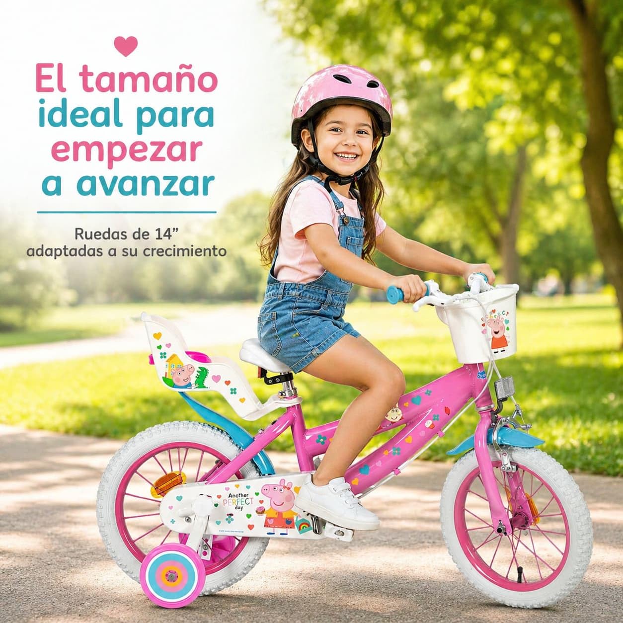 Toimsa Vélo 14" Peppa Pig Rose Enfant Garçon, Multicolore, M