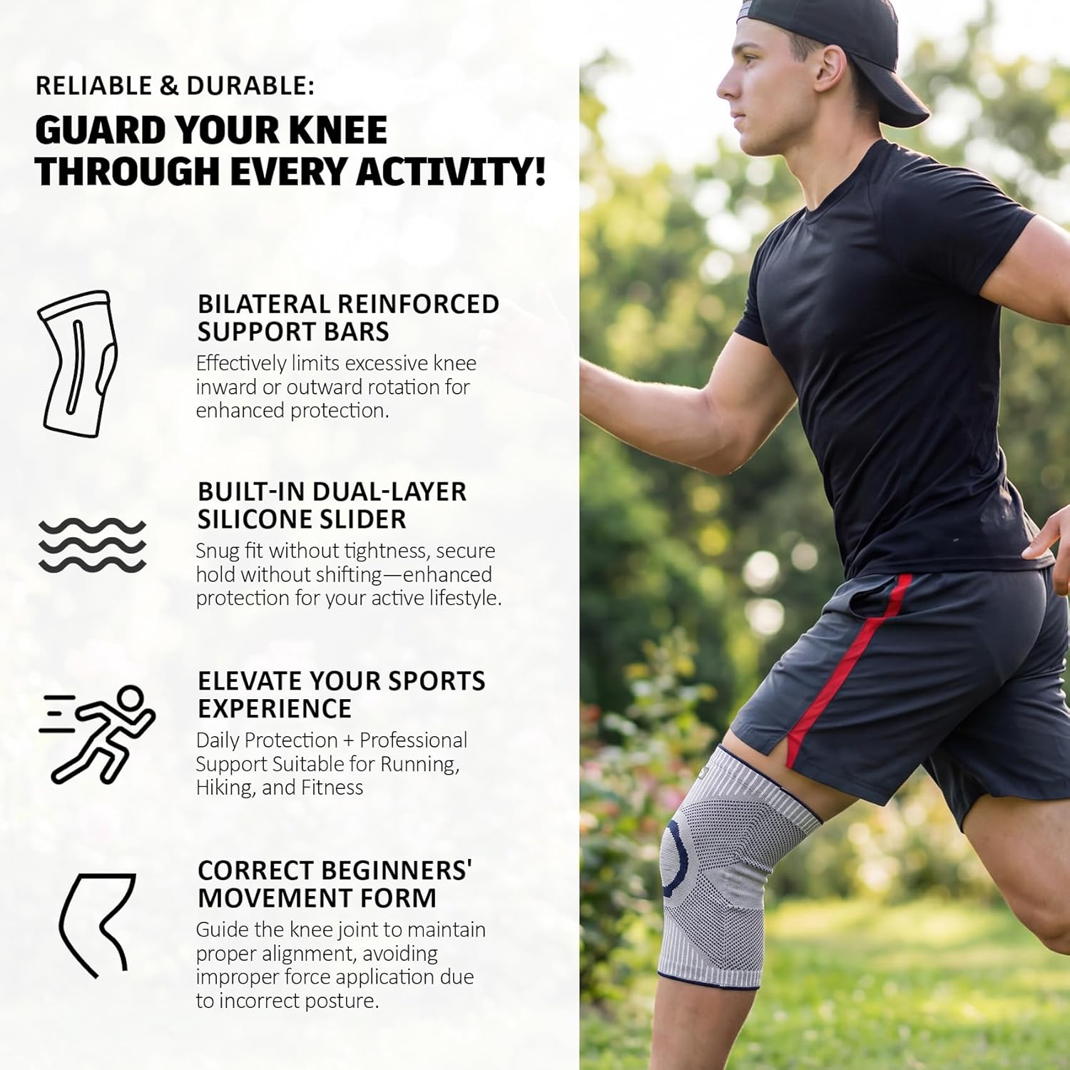 GOOGAH Knee Compression braces 1-Pack - Pain Relief Support for Arthritis, ACL & Meniscus Tears | Breathable Nylon Knee Sleeves for Men & Women | Sizes XXS-2XL
