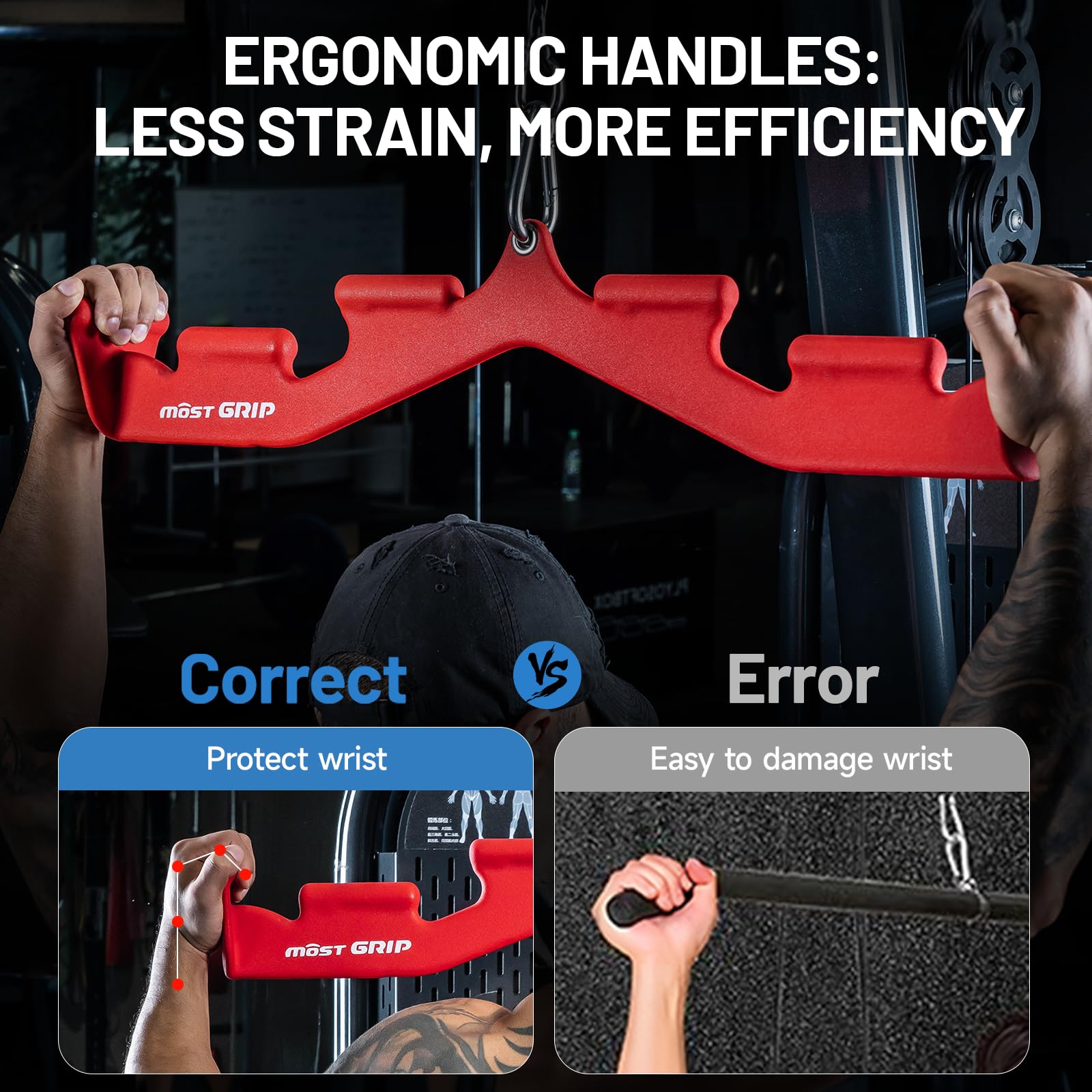 Barra Tracción Giratoria Barra Recta Giratoria Para Cable - Entrenamiento Bíceps, Espalda, Agarre Antideslizante Barra Polea Casa 48cm