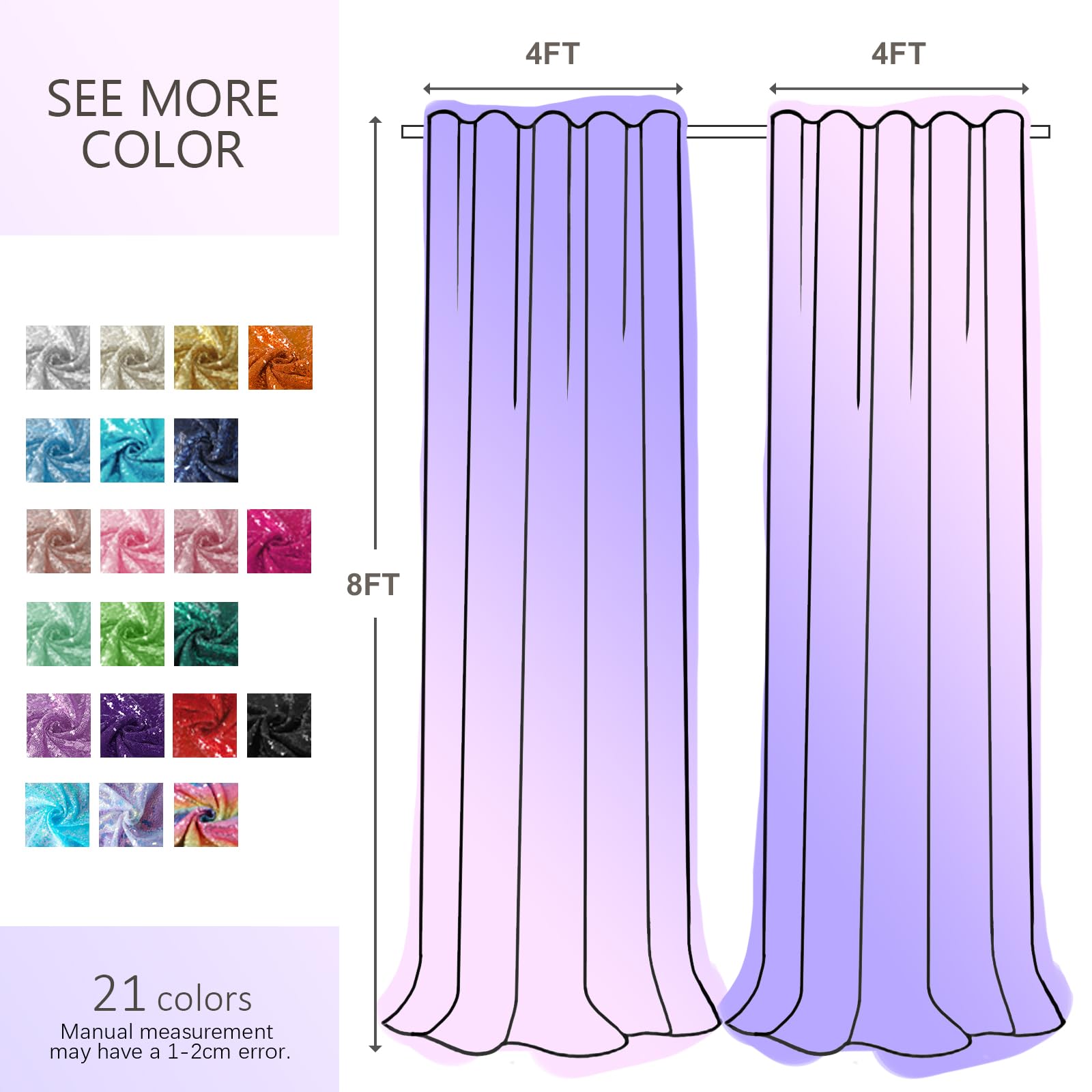 Hahuho Lot de 4 Rideaux de Toile de Fond à Sequins dorés pour fête, décoration de Noël, Mariage, fête