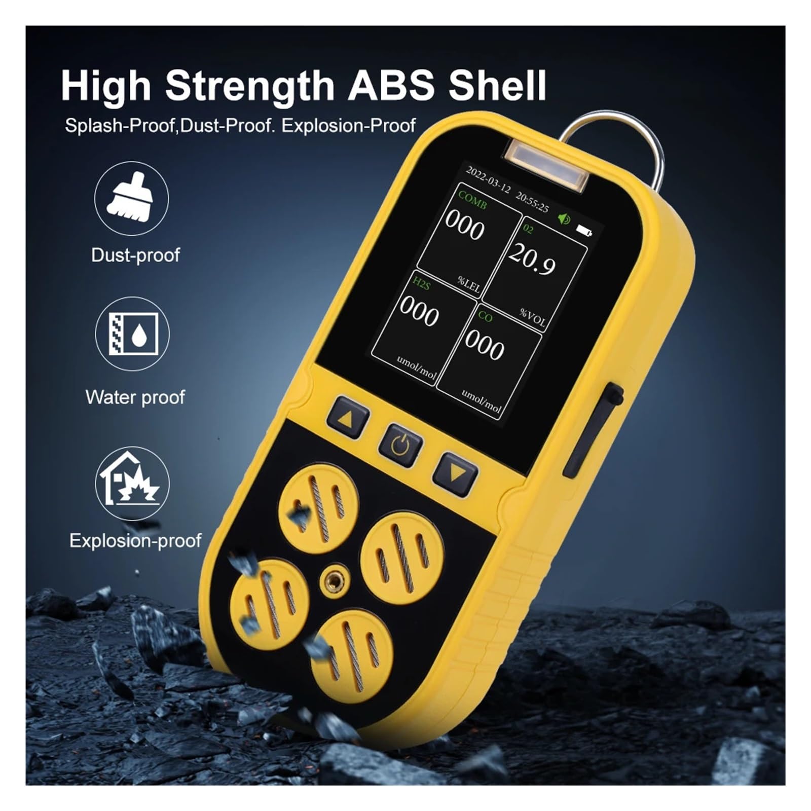 Analizador de Combustión, Detector de gases portátil 4 en 1 for detección de fugas de gases H2S/O2/CO/Ex