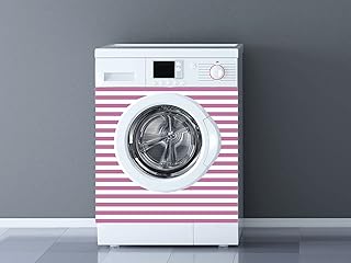 Oedim Vinilo Lavadora Rayas Color Rosa, vinilo decorativo para lavadora, decoración para cocinas, pegativa lavadora