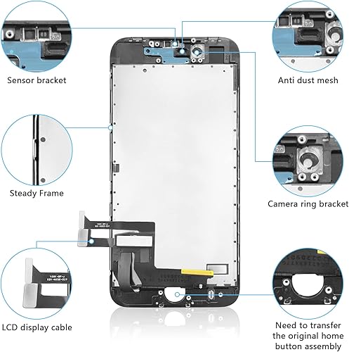 Miniatura 3 de Para iPhone 8SE2020 2 generación de reemplazo de pantalla, negro, montaje completo 4.7 pulgadas LCD táctil digitalizador para A2275, A2298, A2296