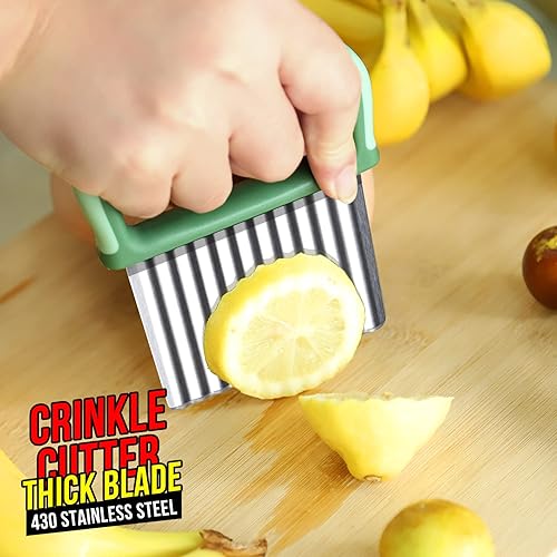 Miniatura 5 de HNYYZL Cortador de arrugas, cortador ondulado de acero inoxidable 2 piezas, cuchillo ondulado, herramienta de corte para verduras, papas fritas