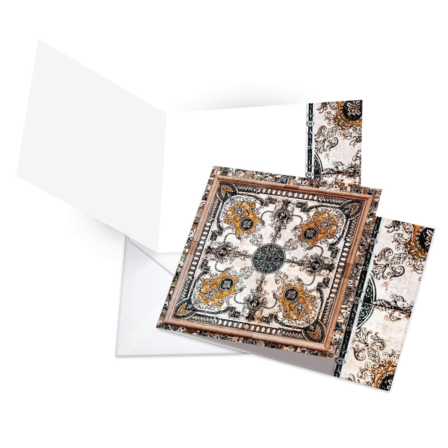 Classic Antique Tiles Vintage Blank Note Card with Envelope (4.8 x 6.