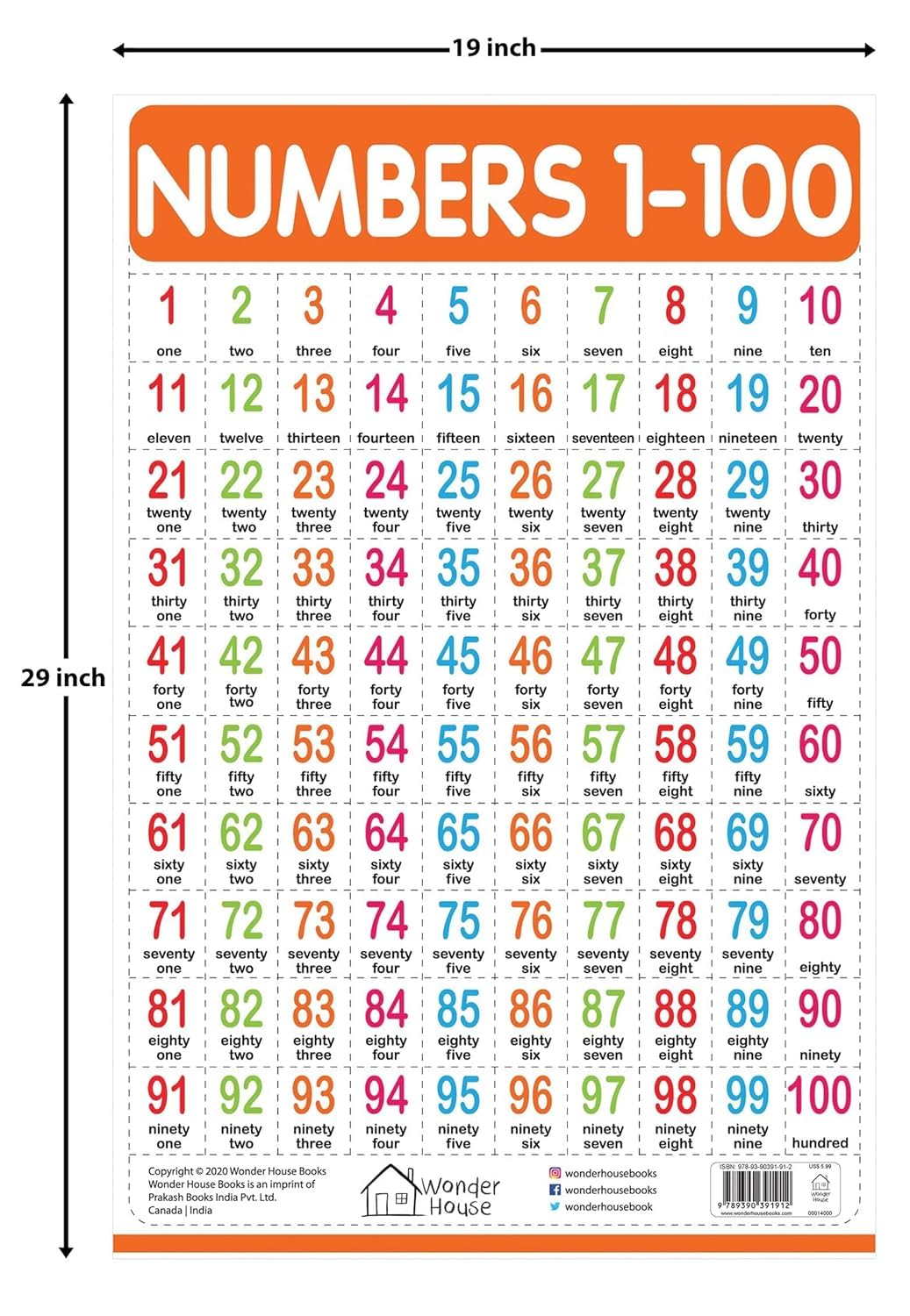 Numbers 1-100 - My First Early Learning Wall Chart: For Preschool, Kindergarten, Nursery And Homeschooling (19 Inches X 29 Inches) 1