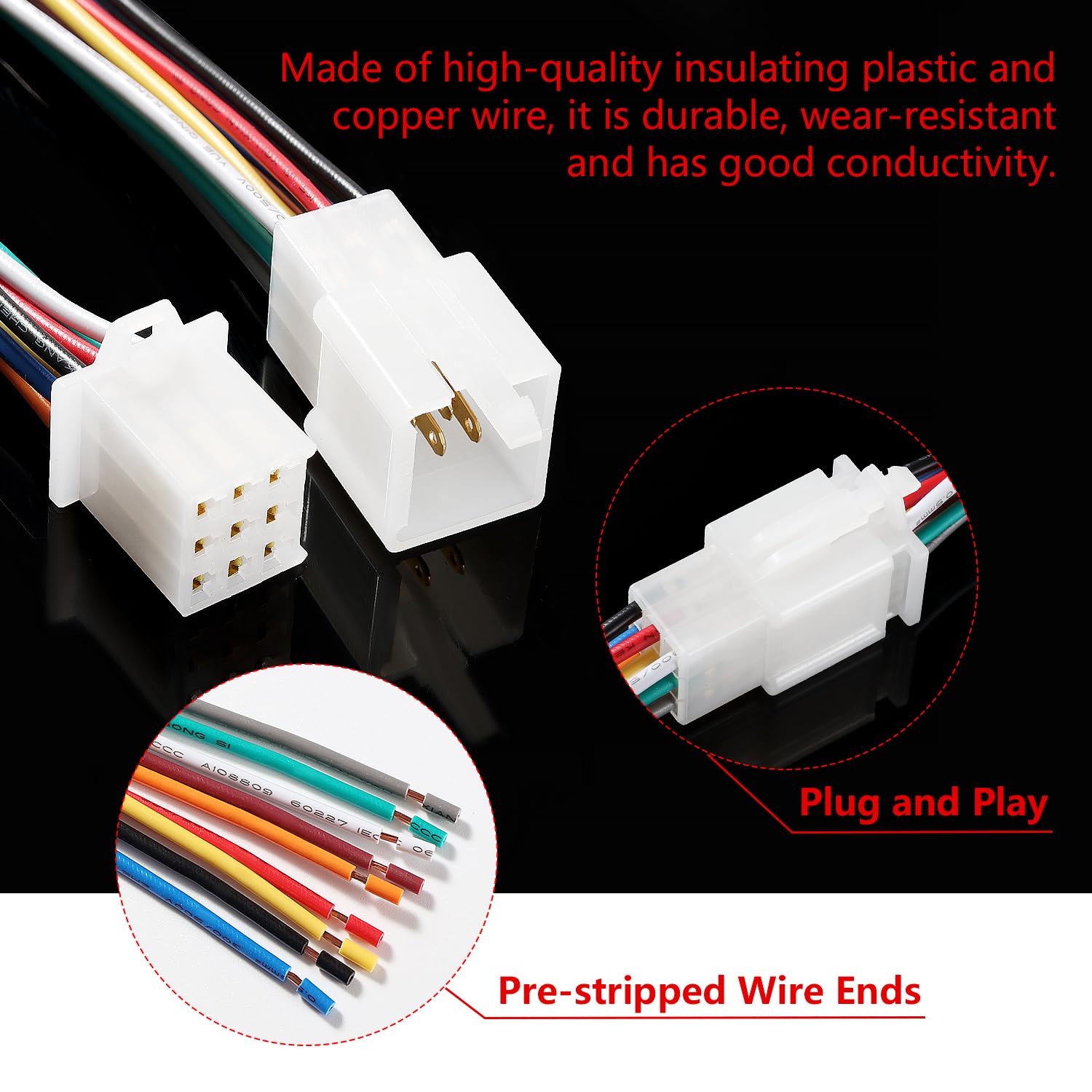 YIXISI 2 works 2.8mm 9 Pin Automotive Electrical Wire Connectors, Male and Female Housing Connector with 140mm 20 AWG Cable - Image 3