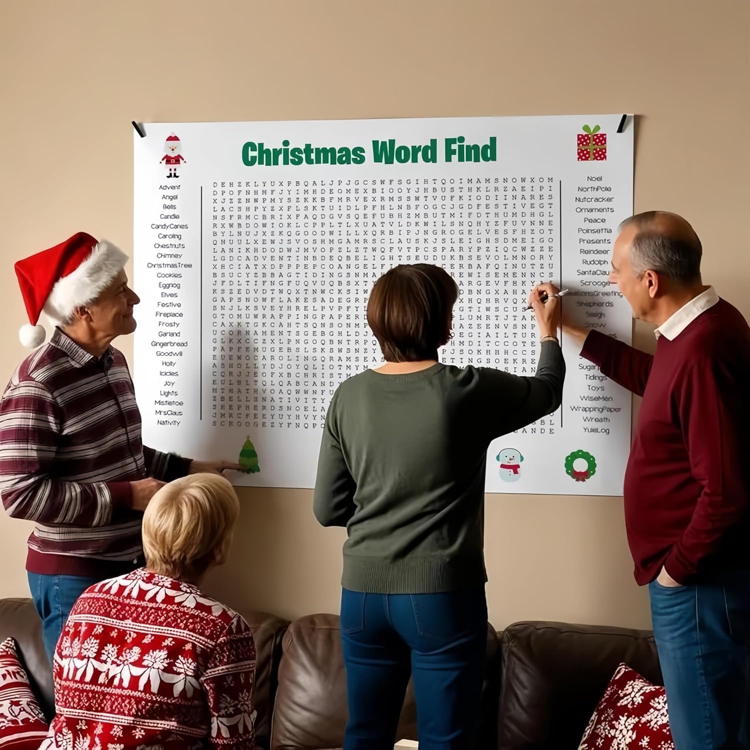 Condition photo showing New/Like New for TREELYWOOD Jumbo Thanksgiving Word Search Poster – Giant 31.5"x20" Wall Game, Poster-Size Word Search, Giant Thanksgiving Activity Posters for Families (christmas)