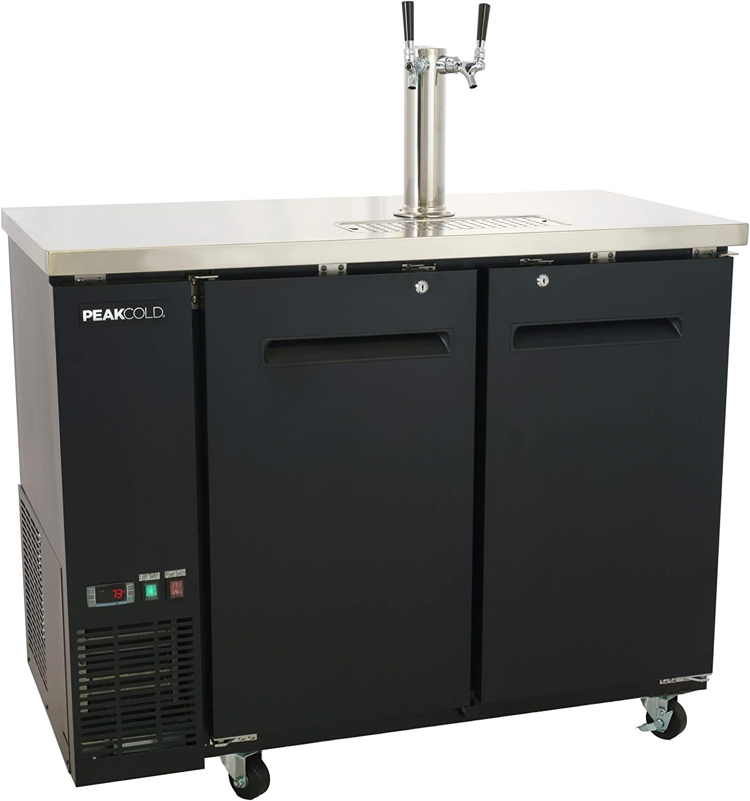 PEAKCOLD 2 Door Commercial Beer Dispenser Double Tap Keg