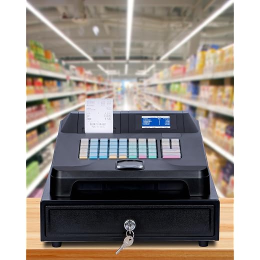 Cash Registers for Small Businesses with Cash Drawer,Electronic Smart Cash Registers with Dual Display and Auto Print Receipt,Waterproof,Oil-Proof for Store/Market/Mall/Restaurant