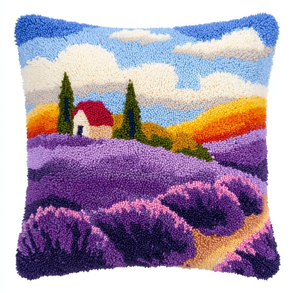 WallustrioaW Latch Hook Kit Cushion,Lavender Manor