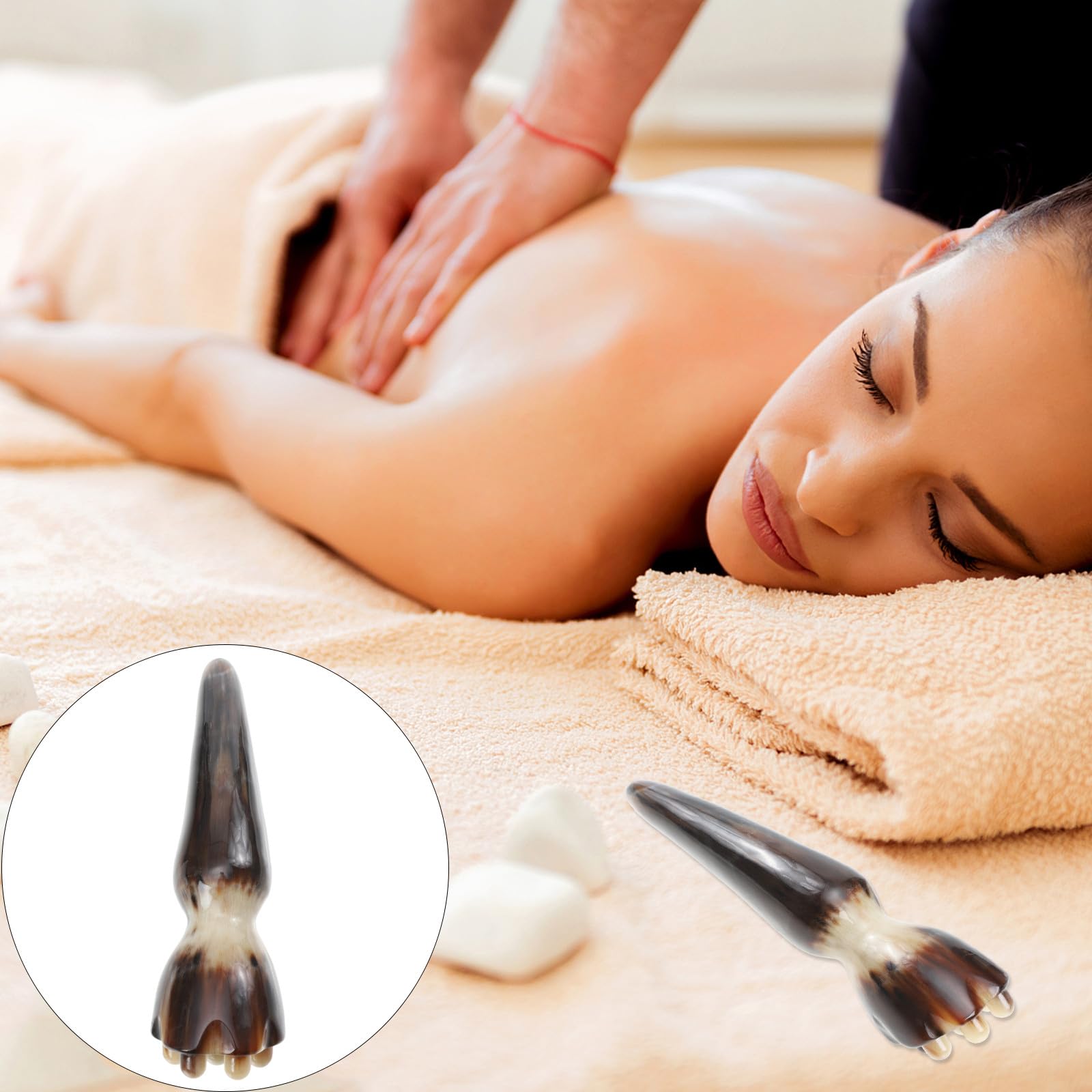 SOLUSTRE Gesichtsmassagegerät und Schabfunktion aus Horn mit Glättender Wirkung zur Hautpflege und Entspannung für Schulter und Gesicht