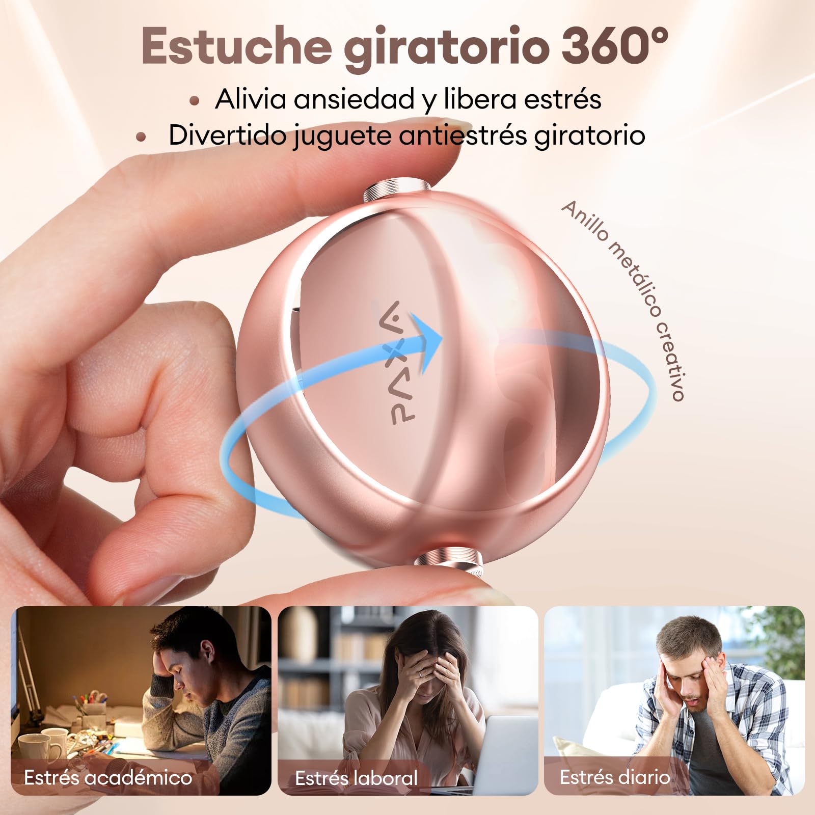 2 en 1 Doble Auriculares Inalámbricos Bluetooth 6.0 0 Latencia, Audifonos Deportivos Abiertos con Clip, 140H Autonomía, Reconocimiento L/R, Reducción Ruido Híbrido Trabajo/Deporte/Diario, Oro Rosa