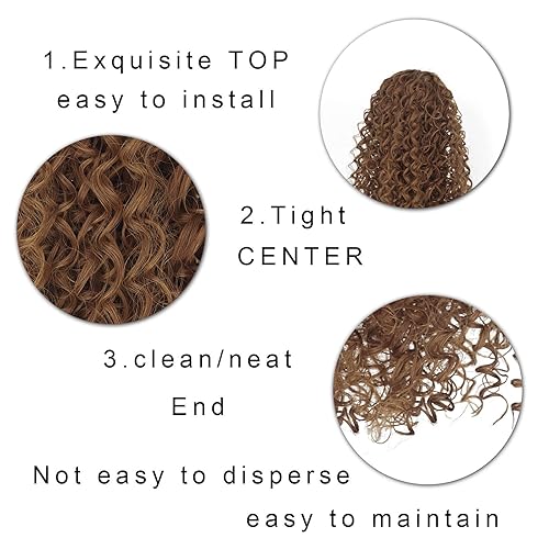 Miniatura 7 de Cola de caballo rizada y ondulada con cordón, color rubio oscuro, pieza de cabello sintético natural, con clip, extensiones de cola de caballo