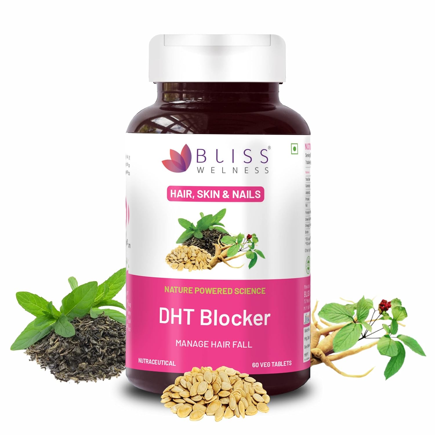 Bliss Welness DHT Blocker With Biotin, Pumpkin Seed, Green Tea Extract