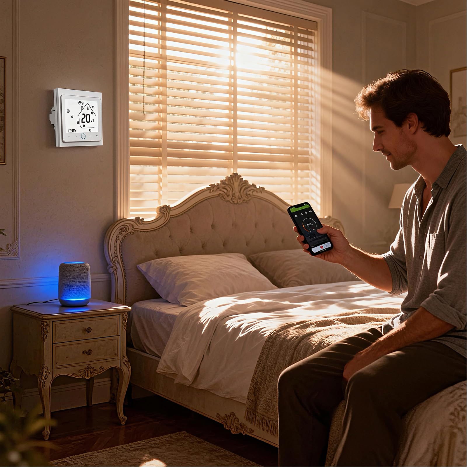 Termostato WiFi Pantalla LCD 2 Tubos Aire Acondicionado | Controlador programable compatible Alexa y Google Home, control WiFi remoto para aire acondicionado doméstico