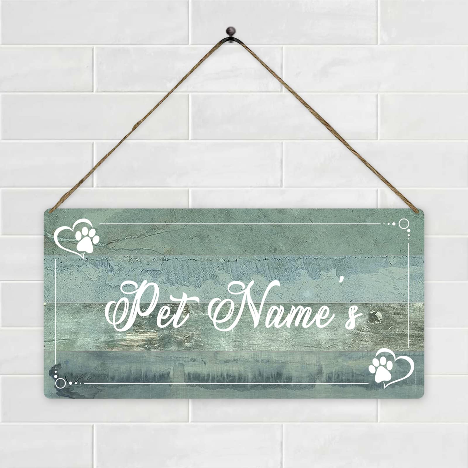 Personalized Dog or Cat Pawprints Wood Sign Custom Pet Name Sign Dog House Sign for Home Rustic Farmhouse Wall Decor