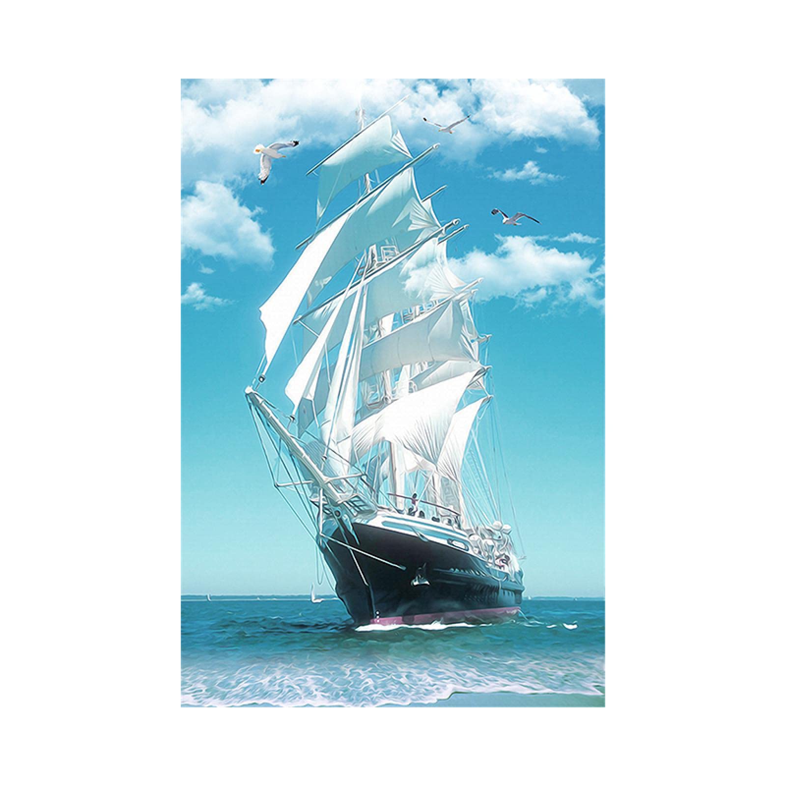 Amazon.co.jp: キャンバスの絵画航海の白い帆船の絵のプリントと