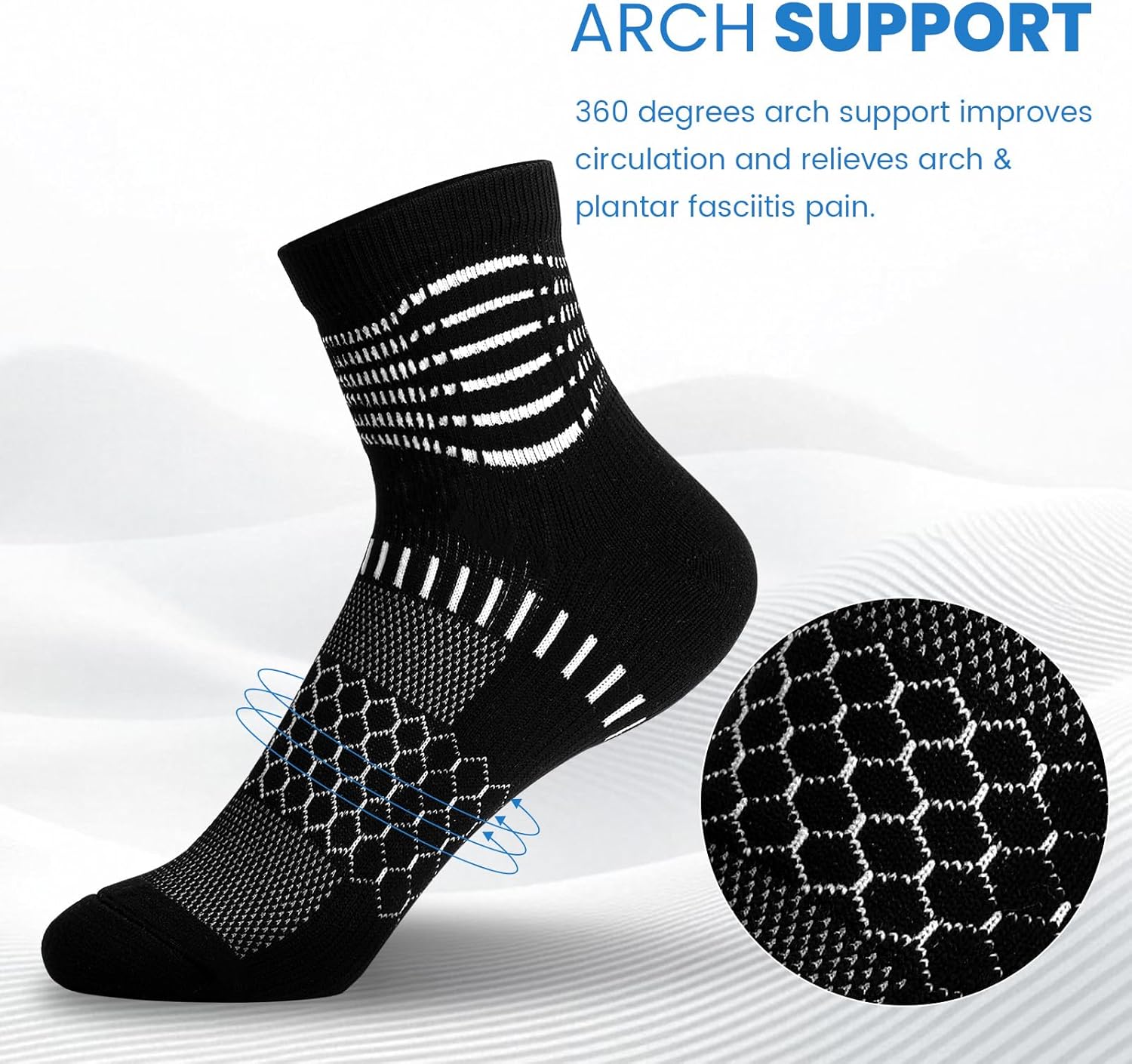 IRAMY 足首着圧ソックス レディース メンズ Coolmax 吸湿ソックス 足底筋膜炎緩和 3/5ペア
