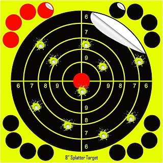 8" Splatter Targets Stickers for Shooting Range, 50 Pcs Self Adhesive Shooting Paper, Color Changing Impact Reactive Peel and Stick Targets for Pistol BB Gun Rifle Archery Accessories Indoor Outdoor