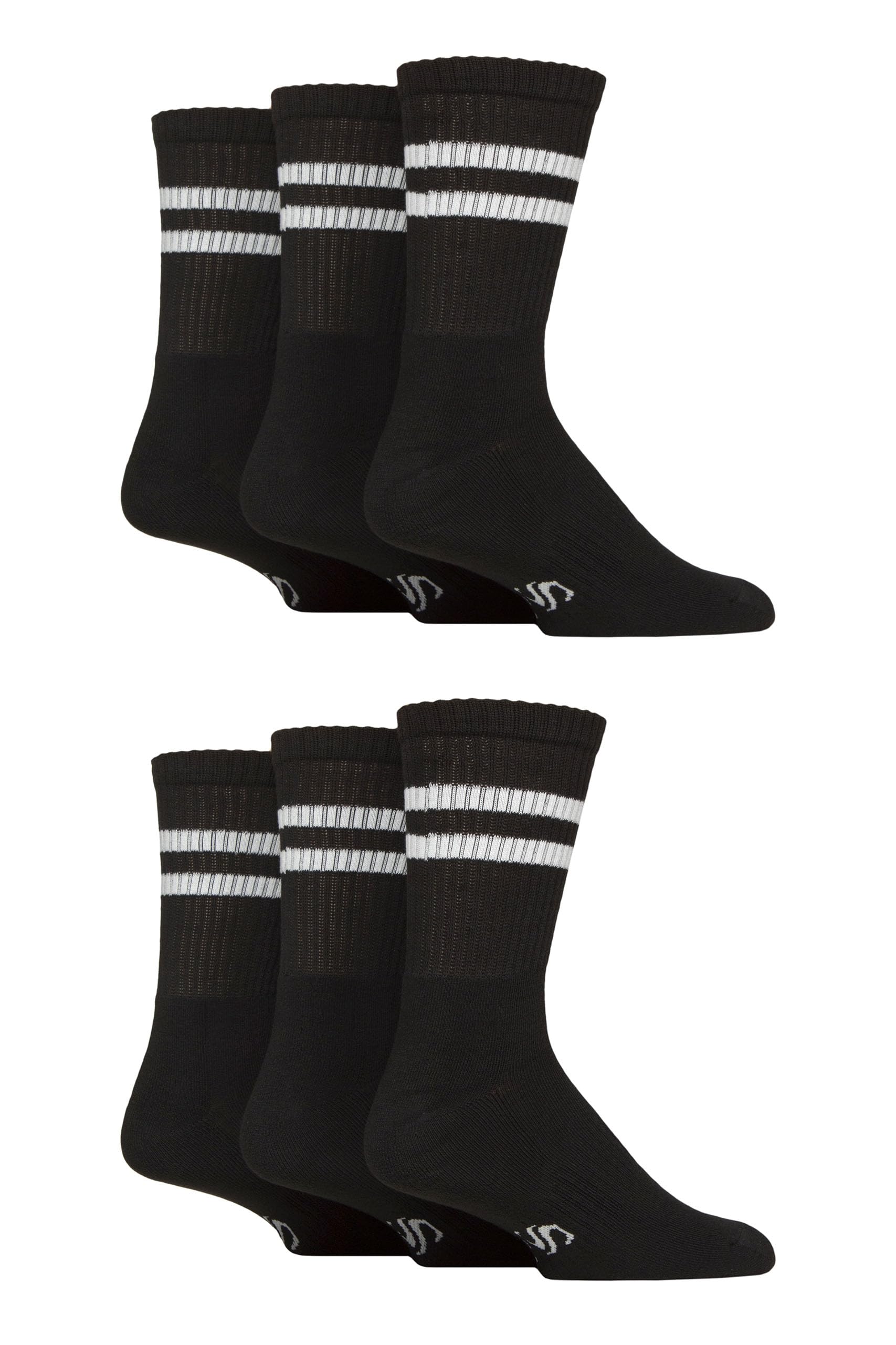 Sockshop Men's Sport Pack Crew Socks - Black - Mens 6-11