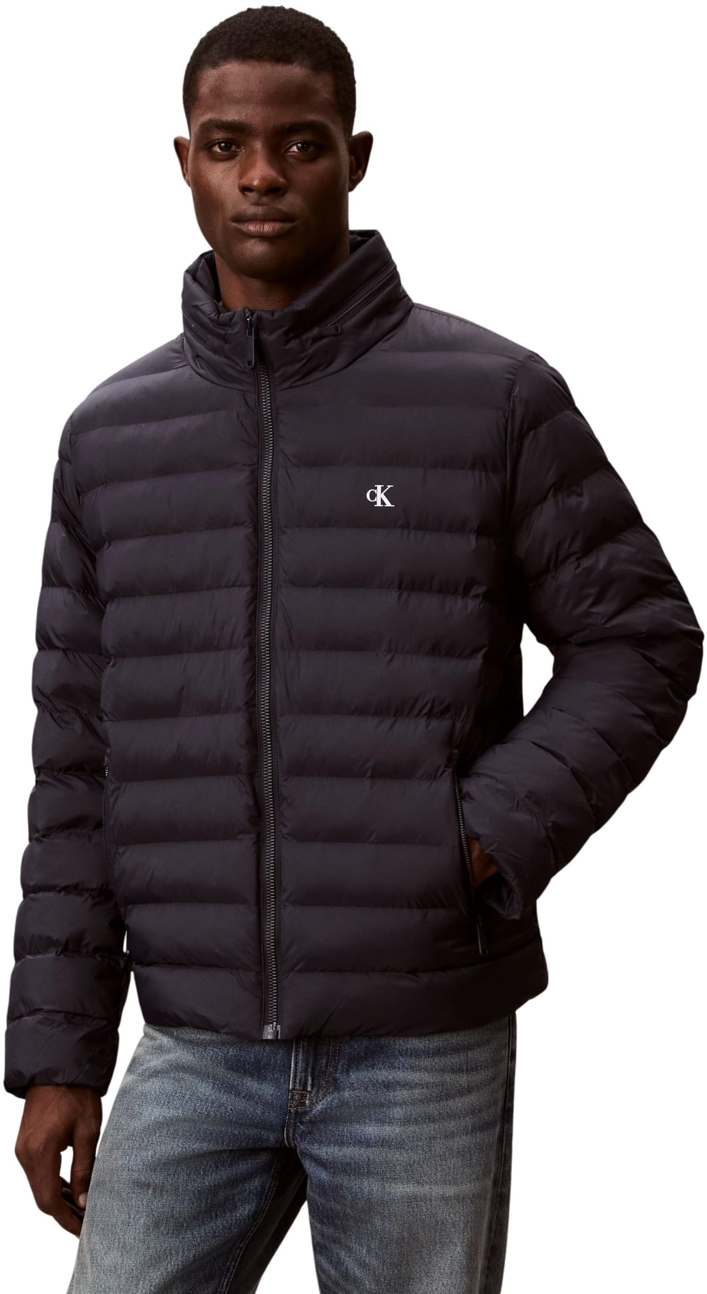 Calvin Klein Long-Sleeved Jacket - Male - Winter Jackets - Blue - M - Jackets