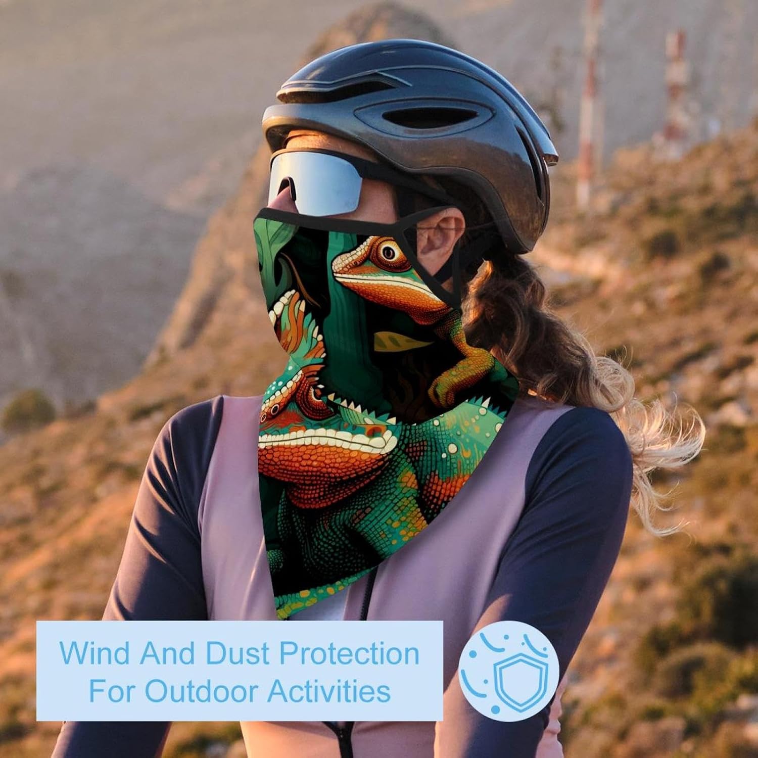 4 Pieces Chameleon Neck Gaiter Bandana Face Mask, Sun Cooling Scarf Gator Cover Head for Men Women