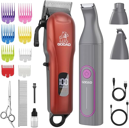 Miniatura 7 de Cortapelos para perros para aseo, kit de aseo para perros pesados y gruesos/afeitadora inalámbrica recargable de bajo ruido con recortador de