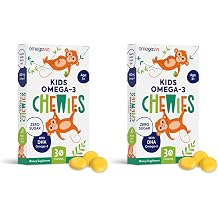 OmegaVia Omega 3 Chewies, Sugar-Free Vitamins for Kids Ages 3-12 30 Chews Pack of 2