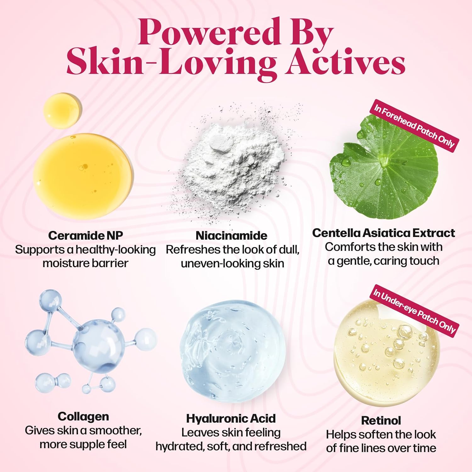 Forehead and Under Eye Patches, 30 Piece Set, Hyaluronic Acid, Collagen