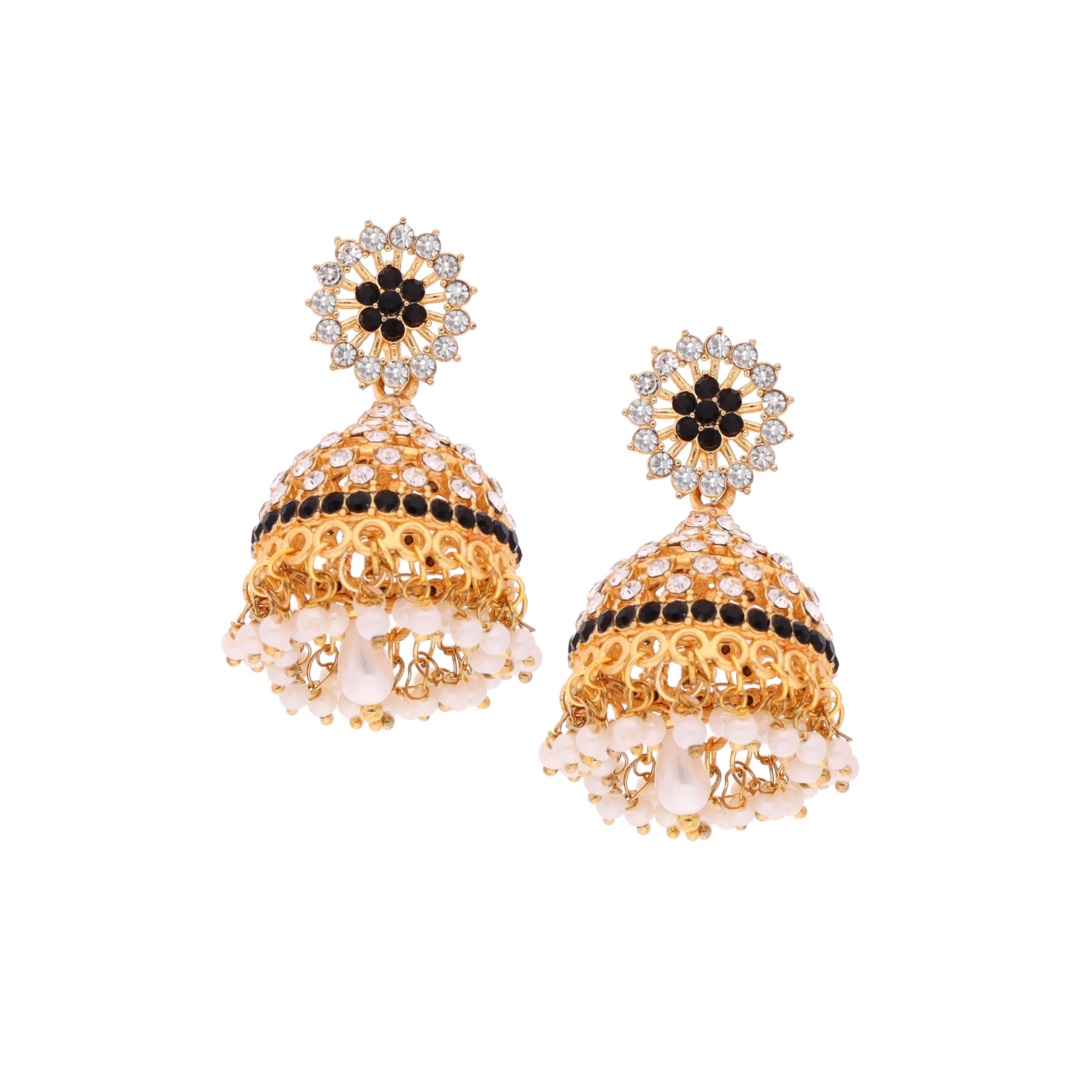 Brado Jewellery Gold Polished American diamond Studded Jhumkha Earrings for Women and Girls (Black) (B0CKJ529NK) Amazon Price History, Amazon Price Tracker