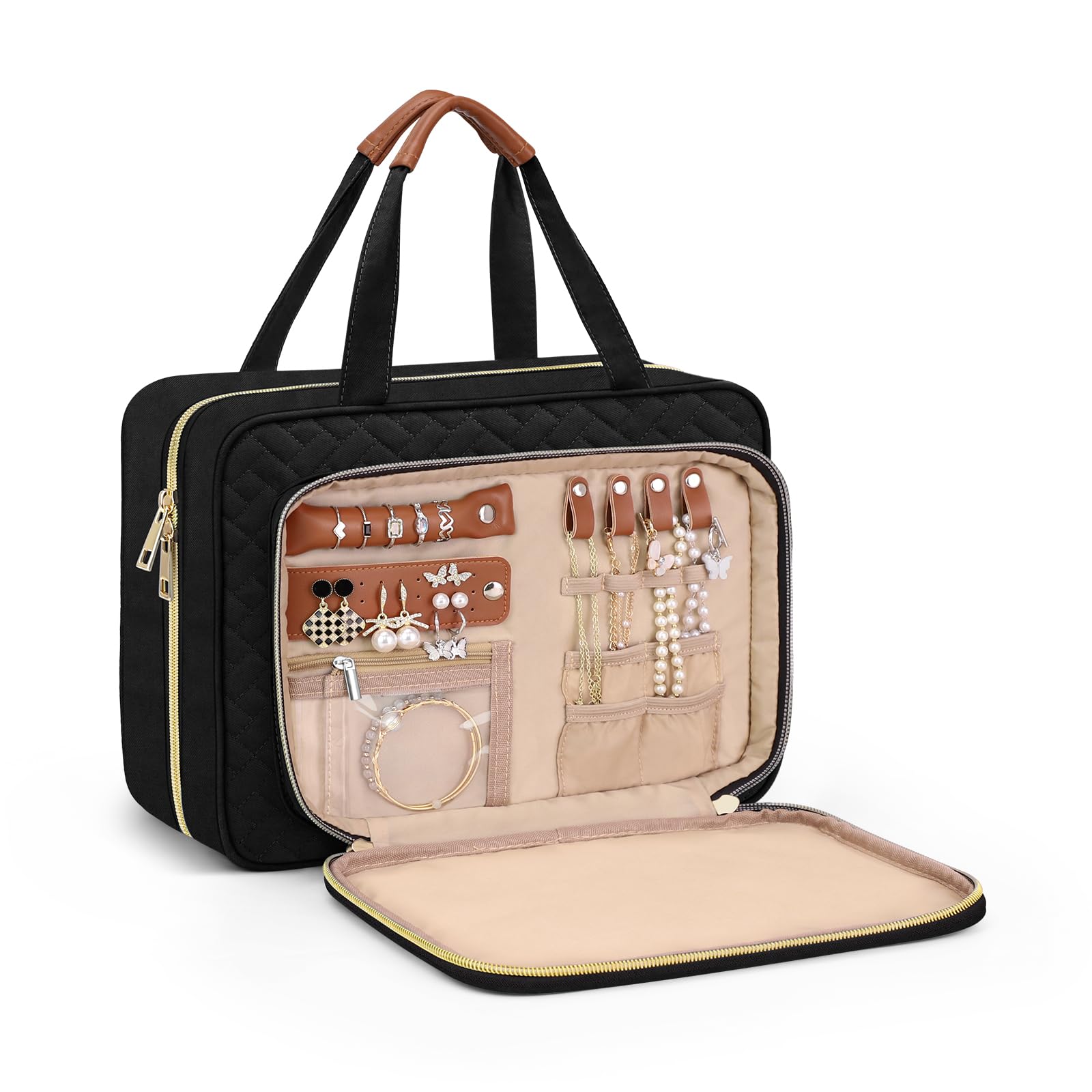 Wedama Neceser para mujer, bolsa de aseo colgante de viaje con compartimento organizador de joyas, bolsa de maquillaje mediana de PVC, impermeable, bolsa de viaje para cosméticos, viajes, camping,
