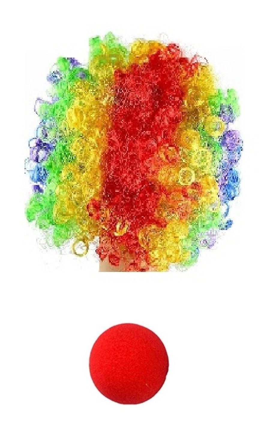 Fancy Design Hub, Halloween Joker Mask+ Nose + Multicolor Joker Wig for Kids, Boys & Girls, Halloween Kids Joker Set of 3 Items, Kids Fancy Dresses. (Multicolor Joker Hair Wig + Nose)