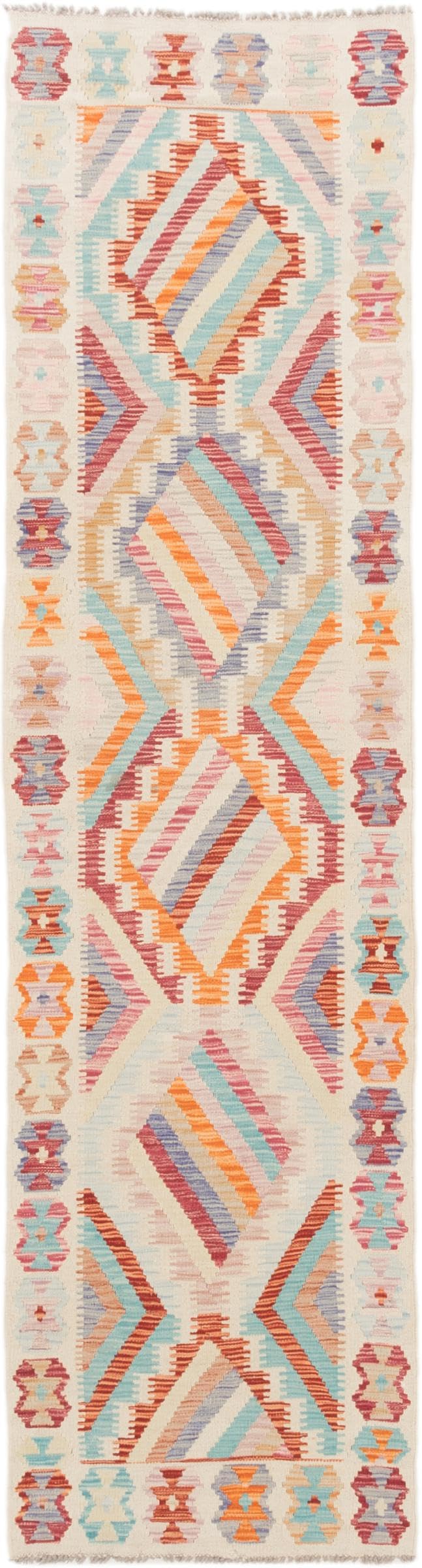 Tapis d'Orient Kilim Afghan tissé main en laine, tapis de course couloir 78x293