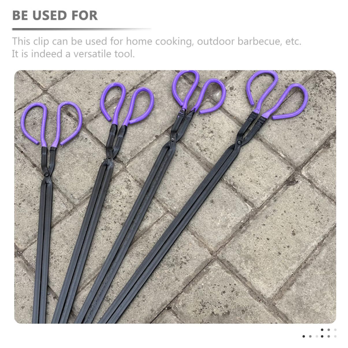 Pinze per Carbone da Barbecue 2 Pezzi in Ferro Nero | Impugnatura Comoda, Facili da Trasportare, Uso Sicuro su Carbone e Rifiuti, Utensile Versatile per Cucina e Raccolta