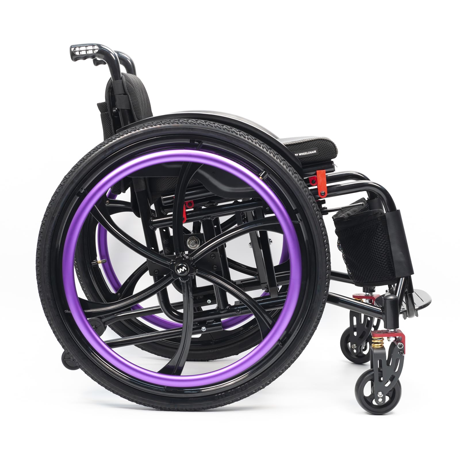 Sedia A Rotelle Pieghevole Leggera in Alluminio,Sedia a rotelle Sportiva Leggera per Tutti i Terreni,Manuale semovente,Sedia a rotelle da transito, carico 100 kg(Seat Width 42cm/16.5in,B)