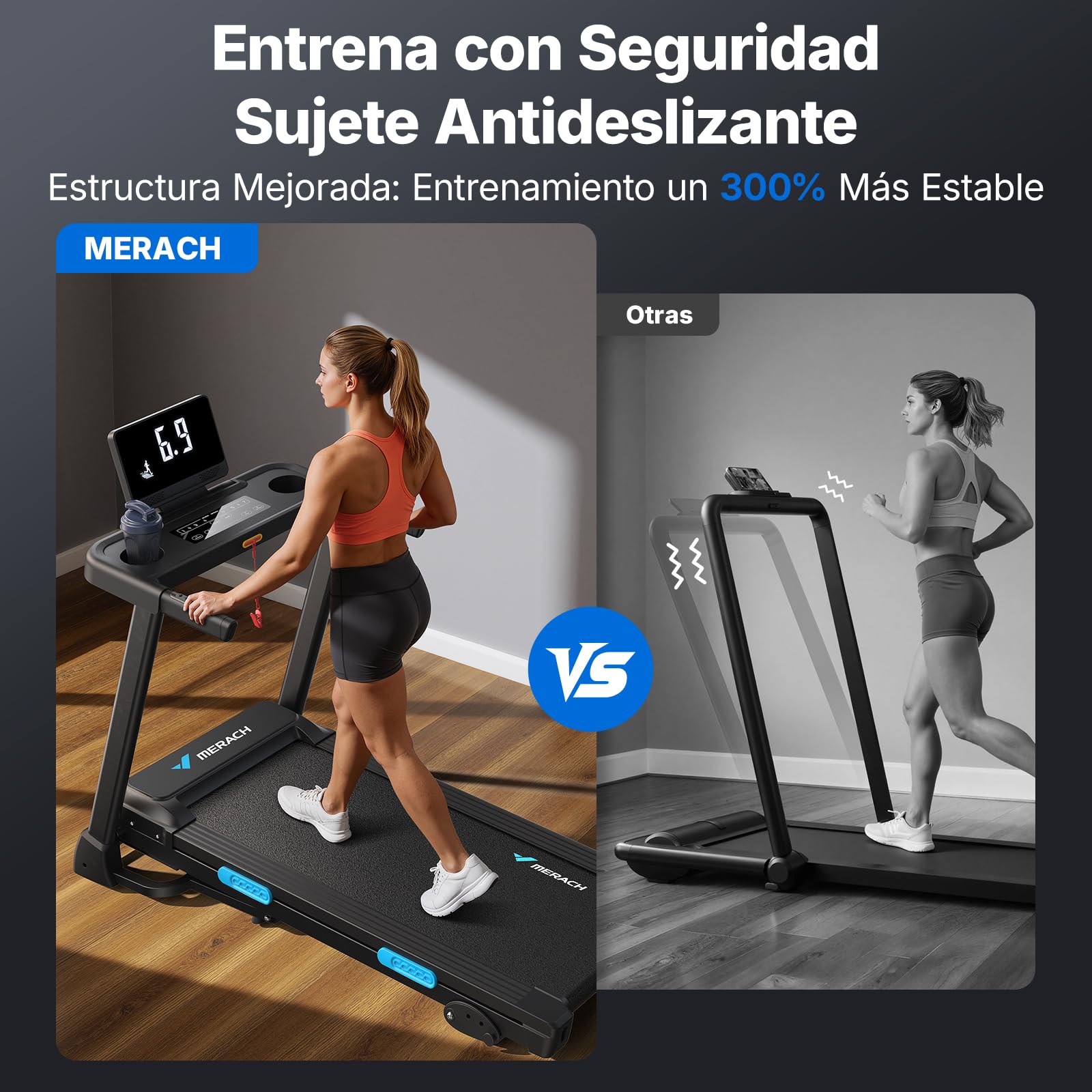 MERACH Cinta de Correr Plegable, 15% Cinta de Correr con Inclinación, 0.8-12km/H Caminadora Electrica para Casa, 2.5HP Walking Pad, Cinta de Andar para Plegable Casa y Oficina, App, Pantalla LED
