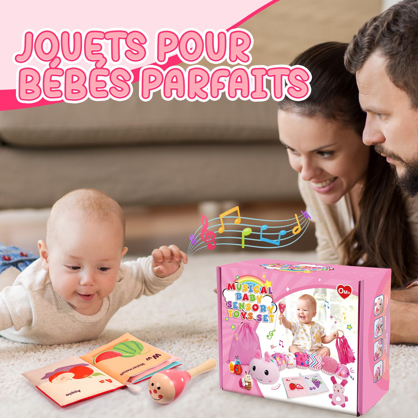 Toyzey Jouet Bébé 0-6 Mois Jouet Peluche Chenille Musicale Cadeau de Naissance 0-6 Mois Bébé Fille Jouet Sensoriels Montessori Éveil 0-12 Mois Jeux Bebe 0-6 Mois Cadeau Bebe 0-12 Mois Fille