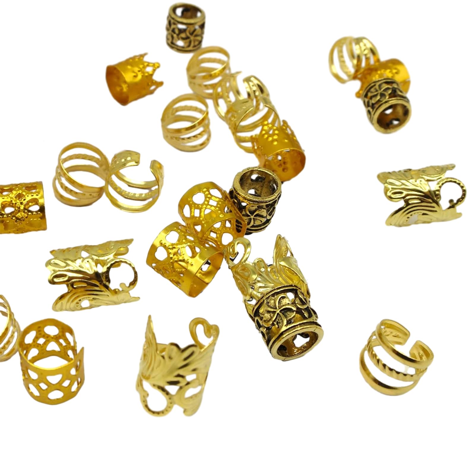 Limtula Gold 100 Pcs Hair Rings Hair Beads Loose Coil Jewelry For Braid Dreadlock Bead Clip Braid Rings Clip Beads For Braids Kids
