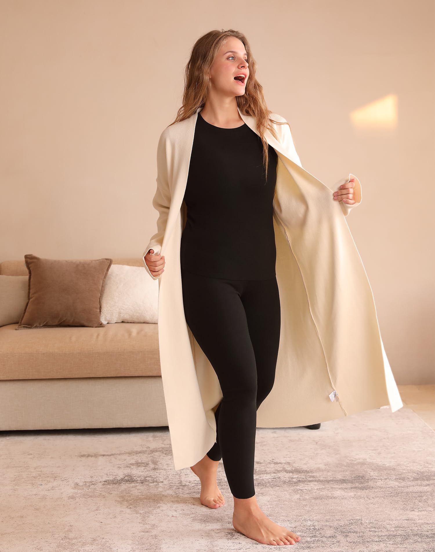 INNERSY Intimo Termico Donna Completo Maglia Termica Manica Lunga e Pantalone Caldo Pigiama Invernale Sci Set