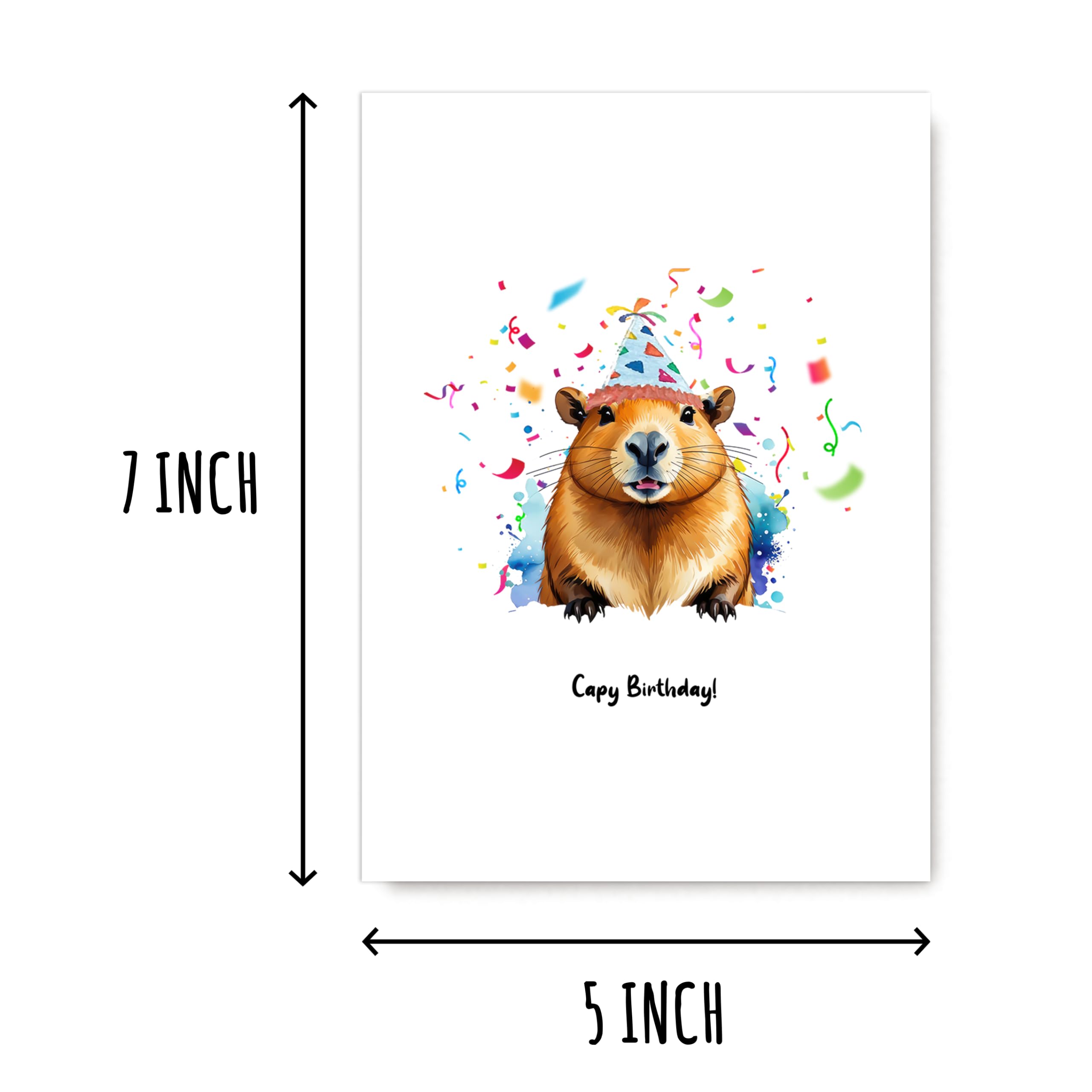 Tarjeta De Cumpleaños BIRTHDAY CAPYBARA - Diseño Divertido, 145x145 Mm, Incluye Pegatinas, Interior En Blanco