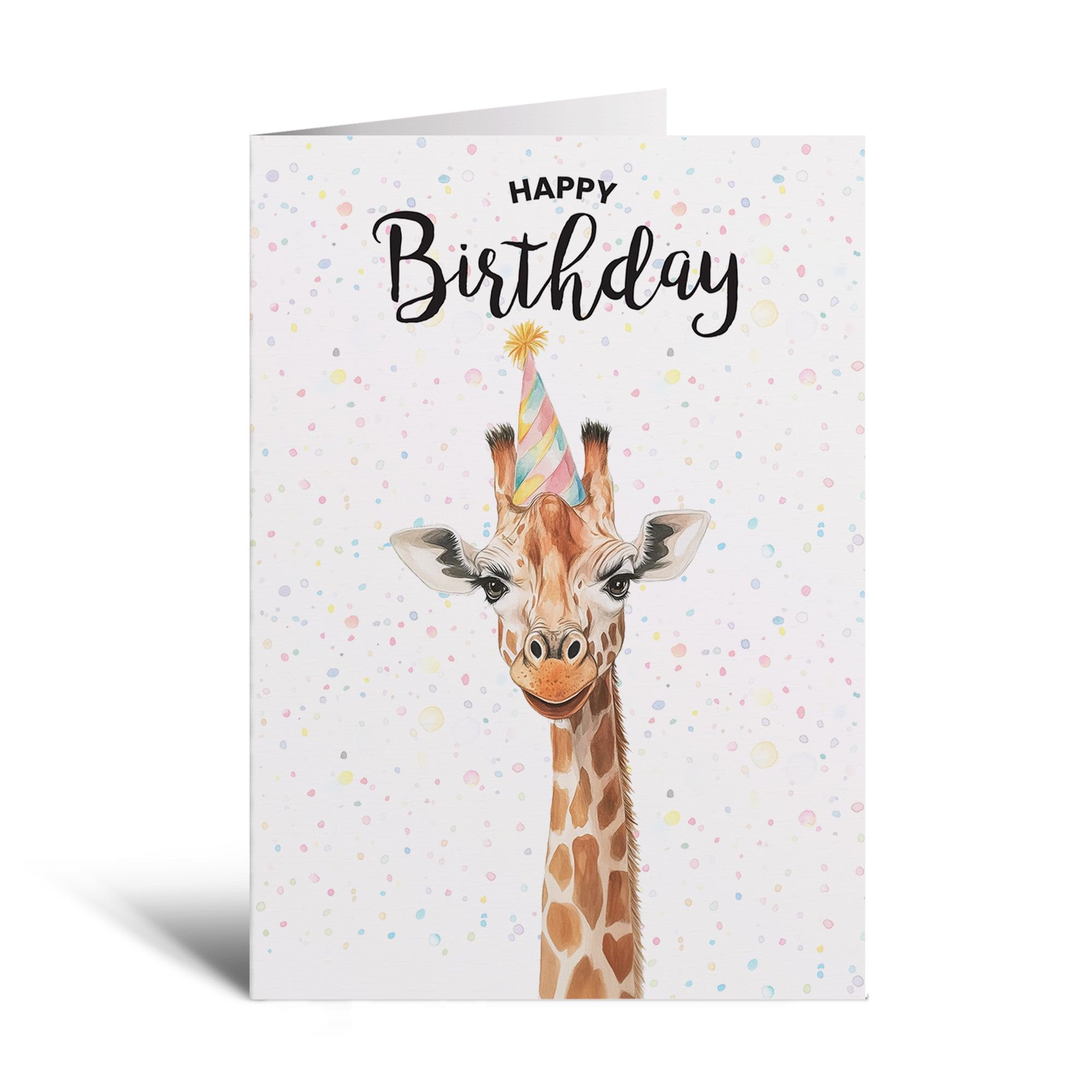 Postcard Prints - Giraffe Birthday Card for Him or Her - Whimsical Animal Illustration - 5x7 Inch - 300gsm Matte Finish - Recycled Cardstock with Kraft Envelope - 3 Card Pack