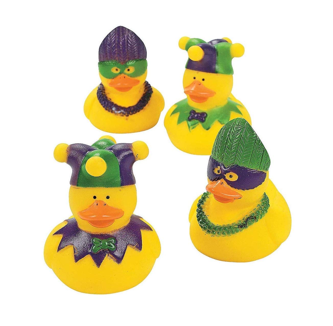 Mardi Gras Duckies - Bulk Set of 12 Rubber Ducks - Parade and Party Favor Supplies and Handout Toys